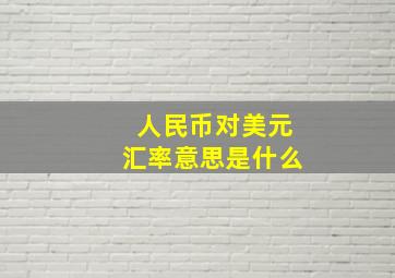 人民币对美元汇率意思是什么