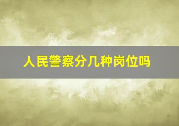 人民警察分几种岗位吗