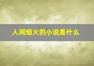 人间烟火的小说是什么