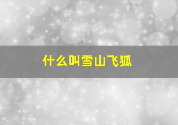 什么叫雪山飞狐