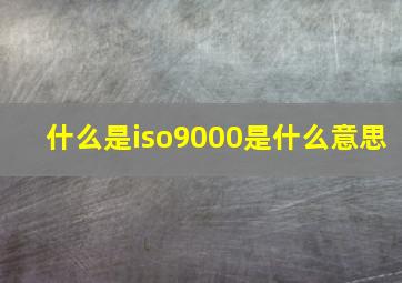 什么是iso9000是什么意思