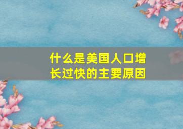 什么是美国人口增长过快的主要原因