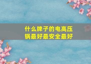 什么牌子的电高压锅最好最安全最好