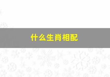 什么生肖相配