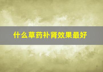 什么草药补肾效果最好