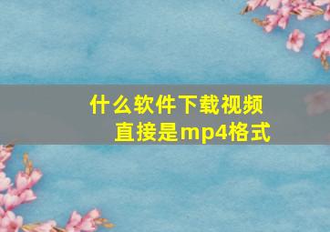 什么软件下载视频直接是mp4格式