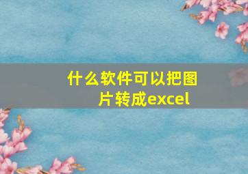 什么软件可以把图片转成excel