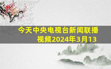 今天中央电视台新闻联播视频2024年3月13