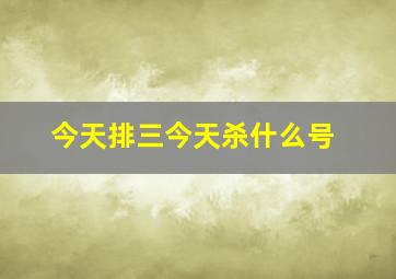 今天排三今天杀什么号