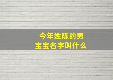 今年姓陈的男宝宝名字叫什么