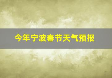 今年宁波春节天气预报