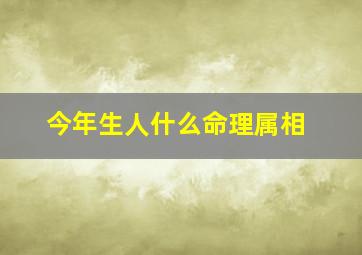 今年生人什么命理属相