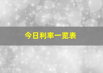 今日利率一览表