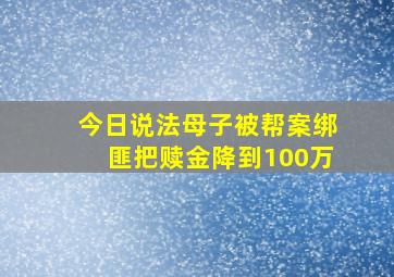 今日说法母子被帮案绑匪把赎金降到100万