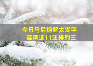 今日马后炮解太湖字谜精选11注排列三