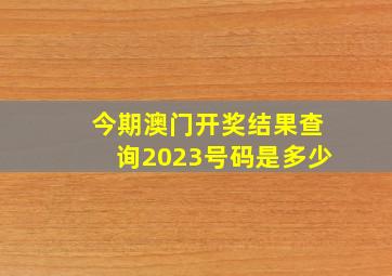 今期澳门开奖结果查询2023号码是多少