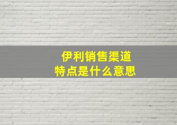 伊利销售渠道特点是什么意思