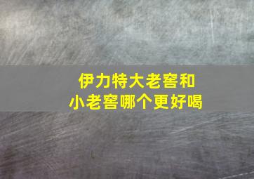 伊力特大老窖和小老窖哪个更好喝