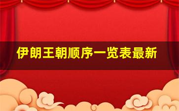 伊朗王朝顺序一览表最新