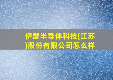 伊瑟半导体科技(江苏)股份有限公司怎么样