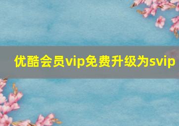 优酷会员vip免费升级为svip