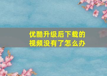 优酷升级后下载的视频没有了怎么办