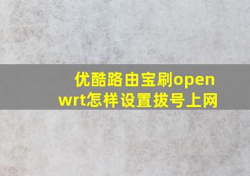 优酷路由宝刷openwrt怎样设置拔号上网