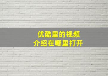 优酷里的视频介绍在哪里打开