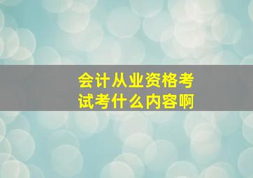 会计从业资格考试考什么内容啊