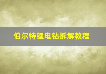 伯尔特锂电钻拆解教程