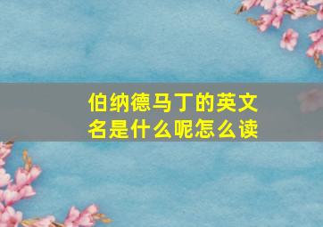 伯纳德马丁的英文名是什么呢怎么读