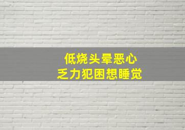 低烧头晕恶心乏力犯困想睡觉