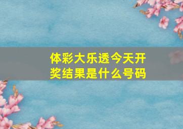 体彩大乐透今天开奖结果是什么号码