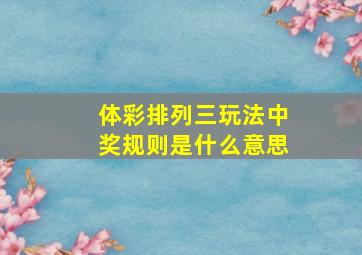 体彩排列三玩法中奖规则是什么意思