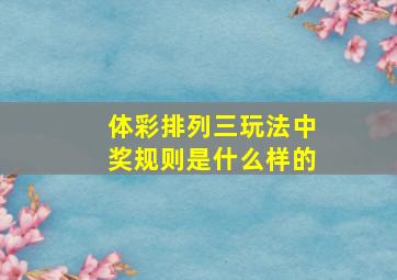 体彩排列三玩法中奖规则是什么样的