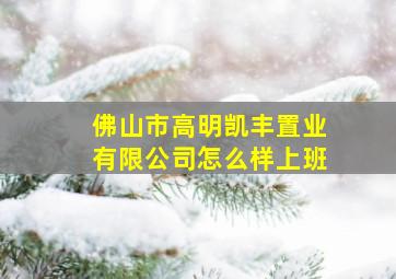 佛山市高明凯丰置业有限公司怎么样上班