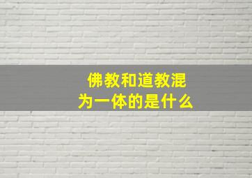 佛教和道教混为一体的是什么