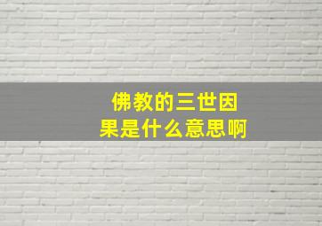 佛教的三世因果是什么意思啊