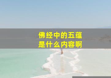 佛经中的五蕴是什么内容啊