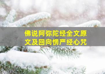 佛说阿弥陀经全文原文及回向愣严经心咒