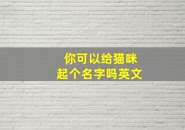 你可以给猫咪起个名字吗英文