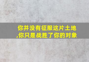 你并没有征服这片土地,你只是战胜了你的对象