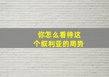 你怎么看待这个叙利亚的局势