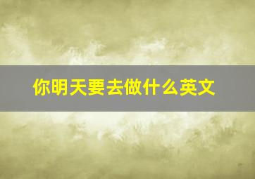 你明天要去做什么英文