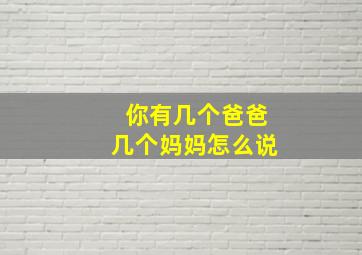 你有几个爸爸几个妈妈怎么说