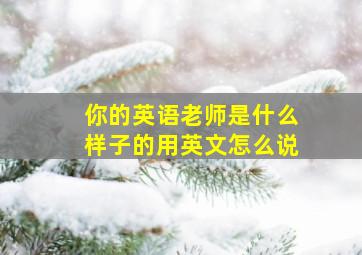 你的英语老师是什么样子的用英文怎么说