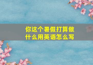 你这个暑假打算做什么用英语怎么写