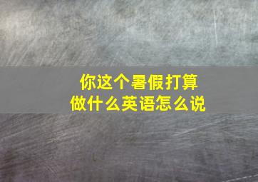 你这个暑假打算做什么英语怎么说