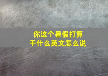 你这个暑假打算干什么英文怎么说