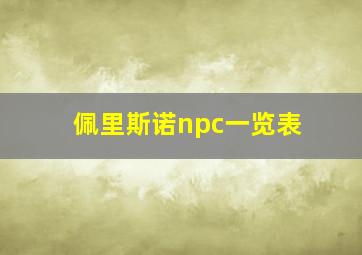 佩里斯诺npc一览表